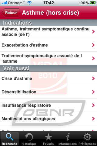 Vidal pour iPhone - Recherche par indication (2)